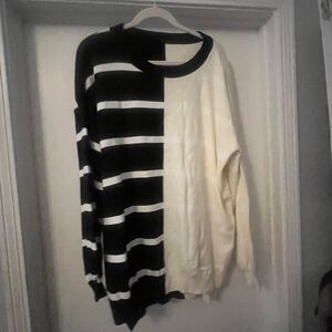 Amazon Men's Sweater in Black and Cream Stripes